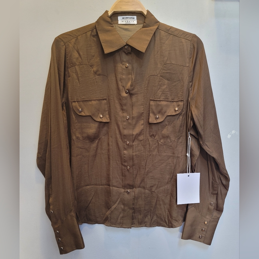 One X OneTeaspoon San Cerena Shirt Size S Brown Sugar